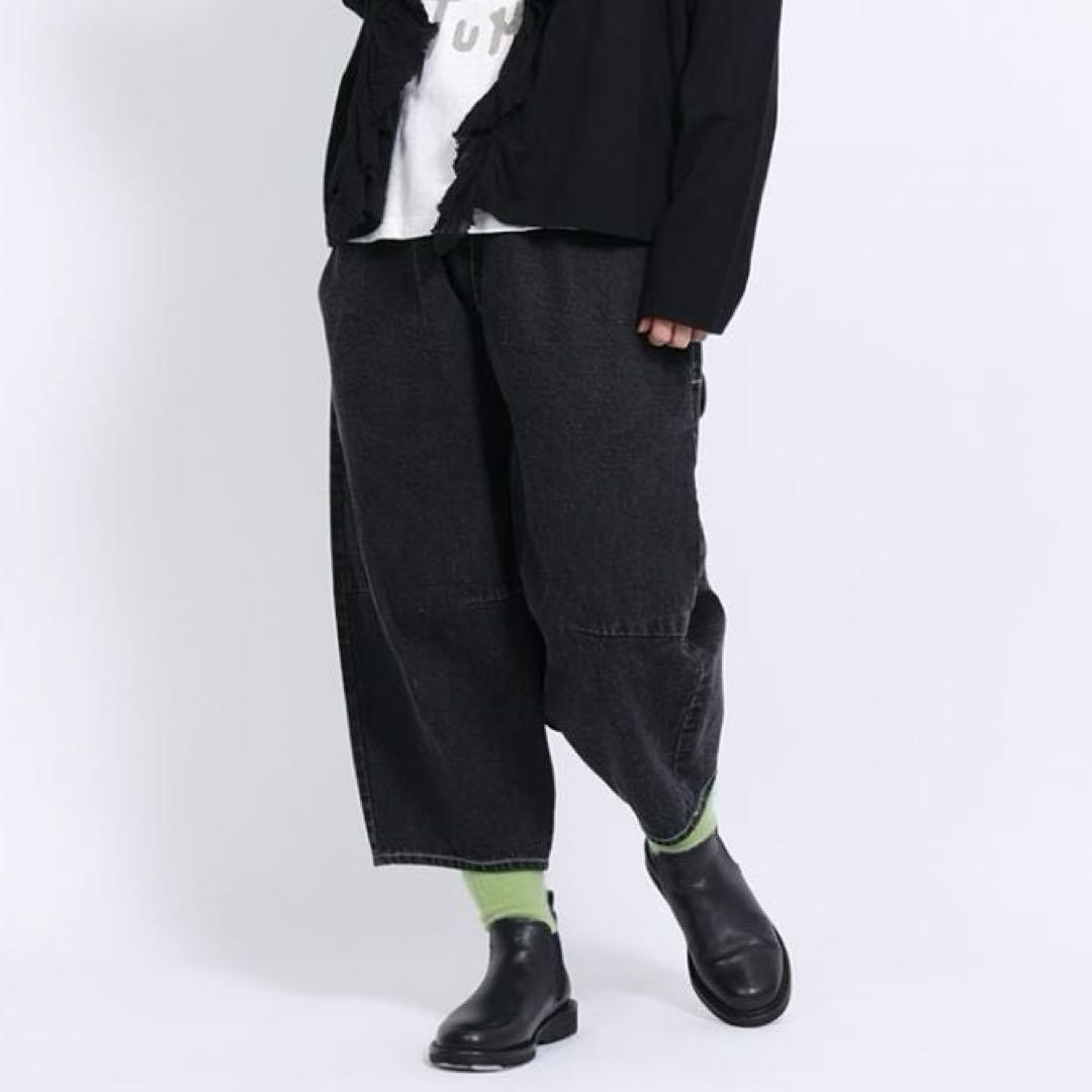 tumugu: 12ozコットンリネンデニム　ティンカーパンツ ブラック