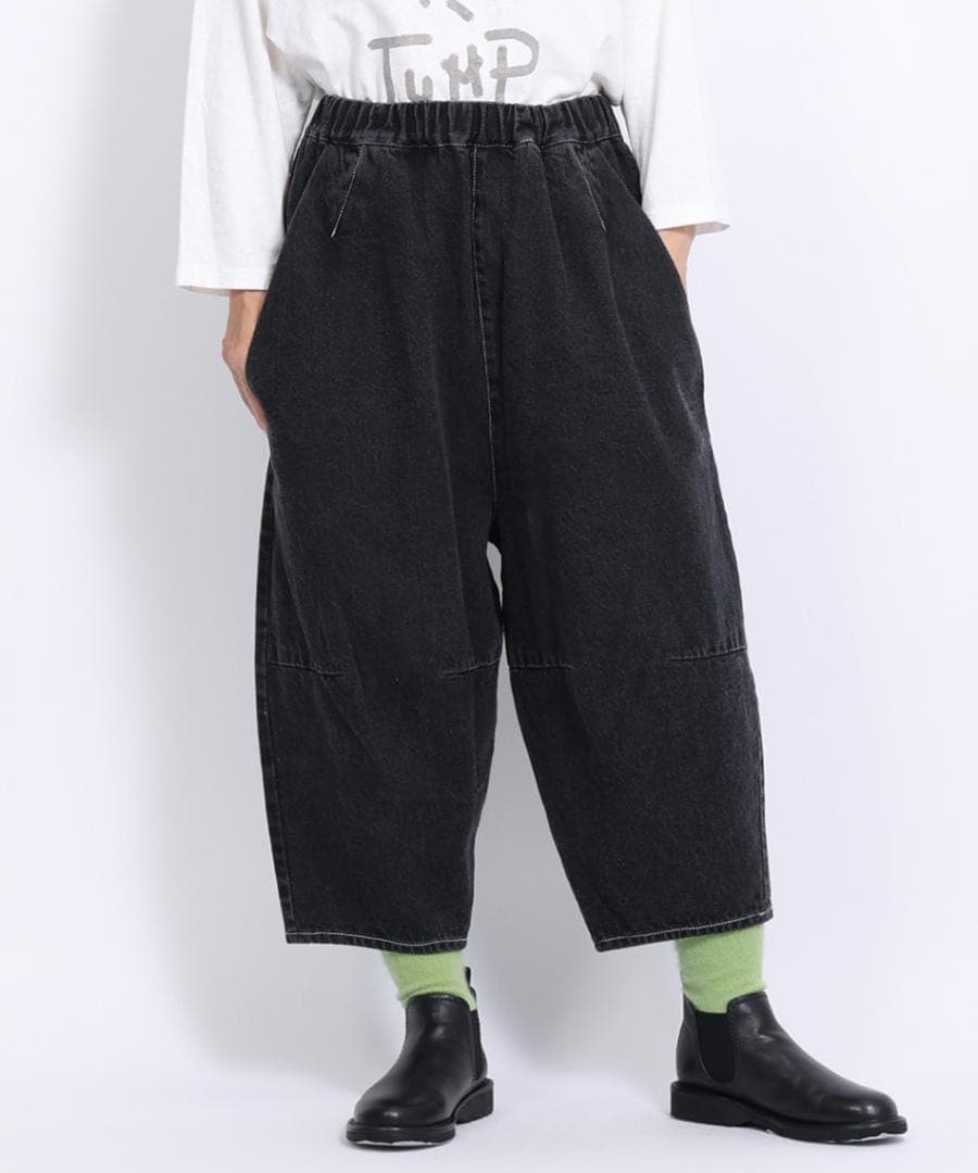 tumugu: 12ozコットンリネンデニム　ティンカーパンツ ブラック