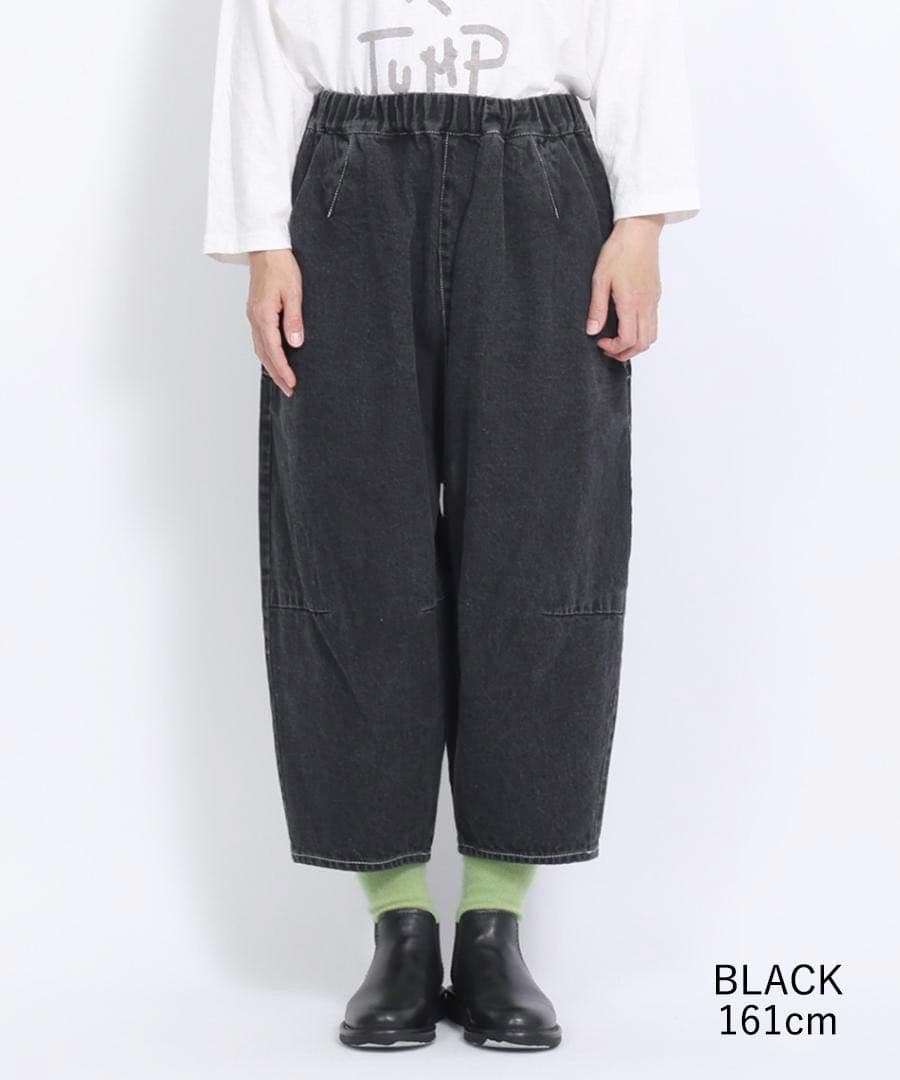 tumugu: 12ozコットンリネンデニム　ティンカーパンツ ブラック