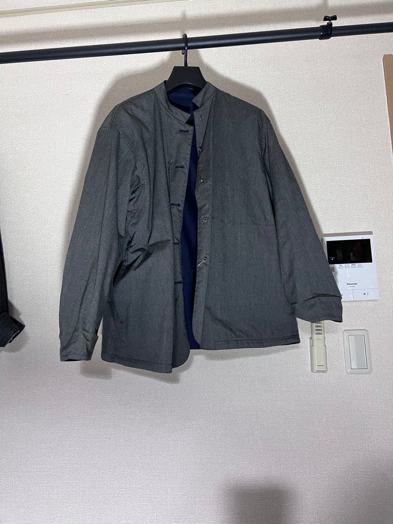 blurms ブルームアンドブランチ別注ノーカラージャケット ネイビー グレー