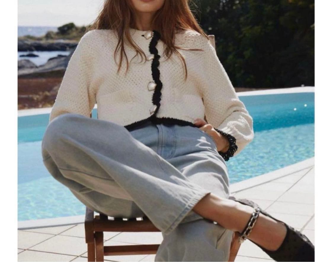 新品コエル♡バイカラーフリルカーディガン