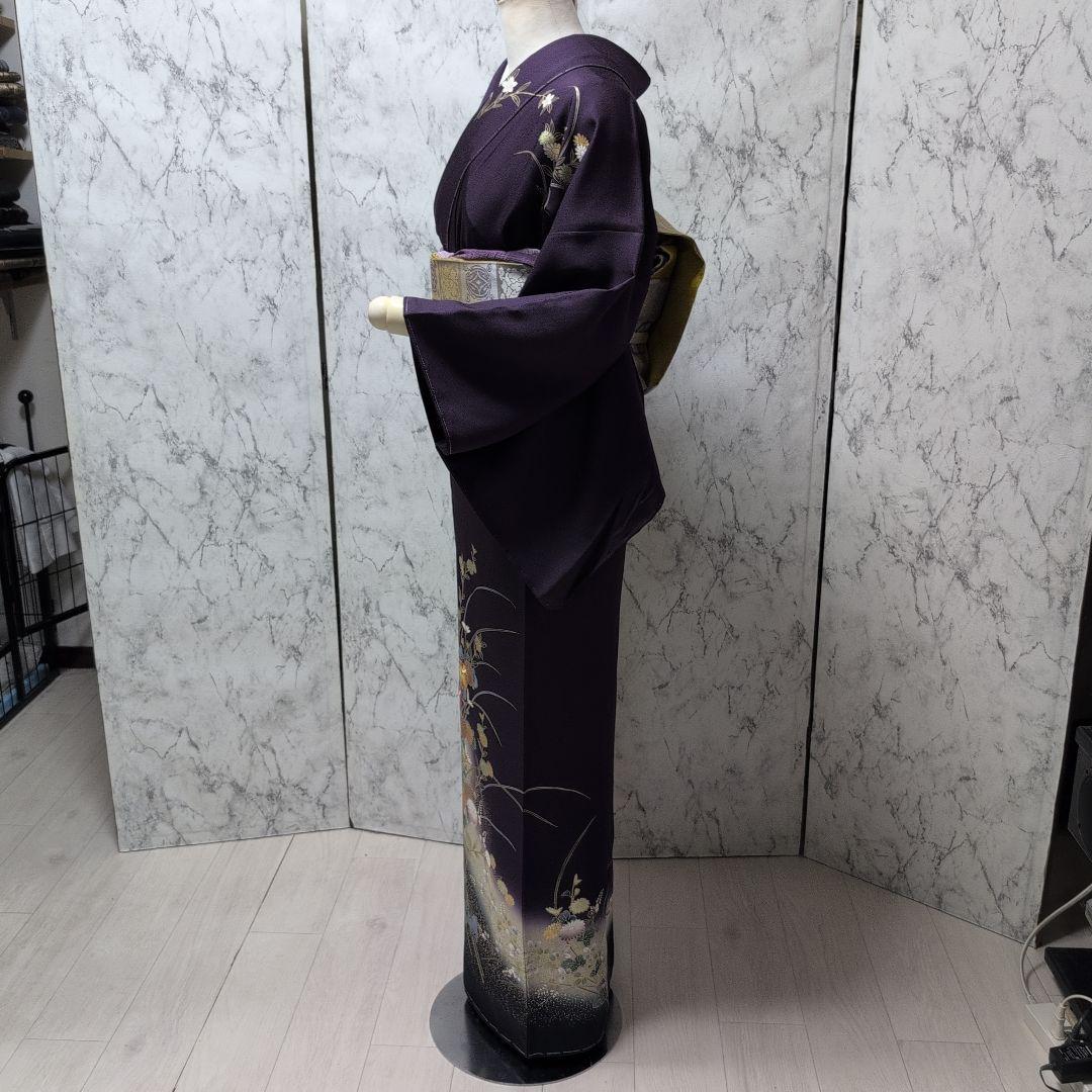 十三夜様高級正絹　紫地　金彩手刺繍　全体しつけ糸有り