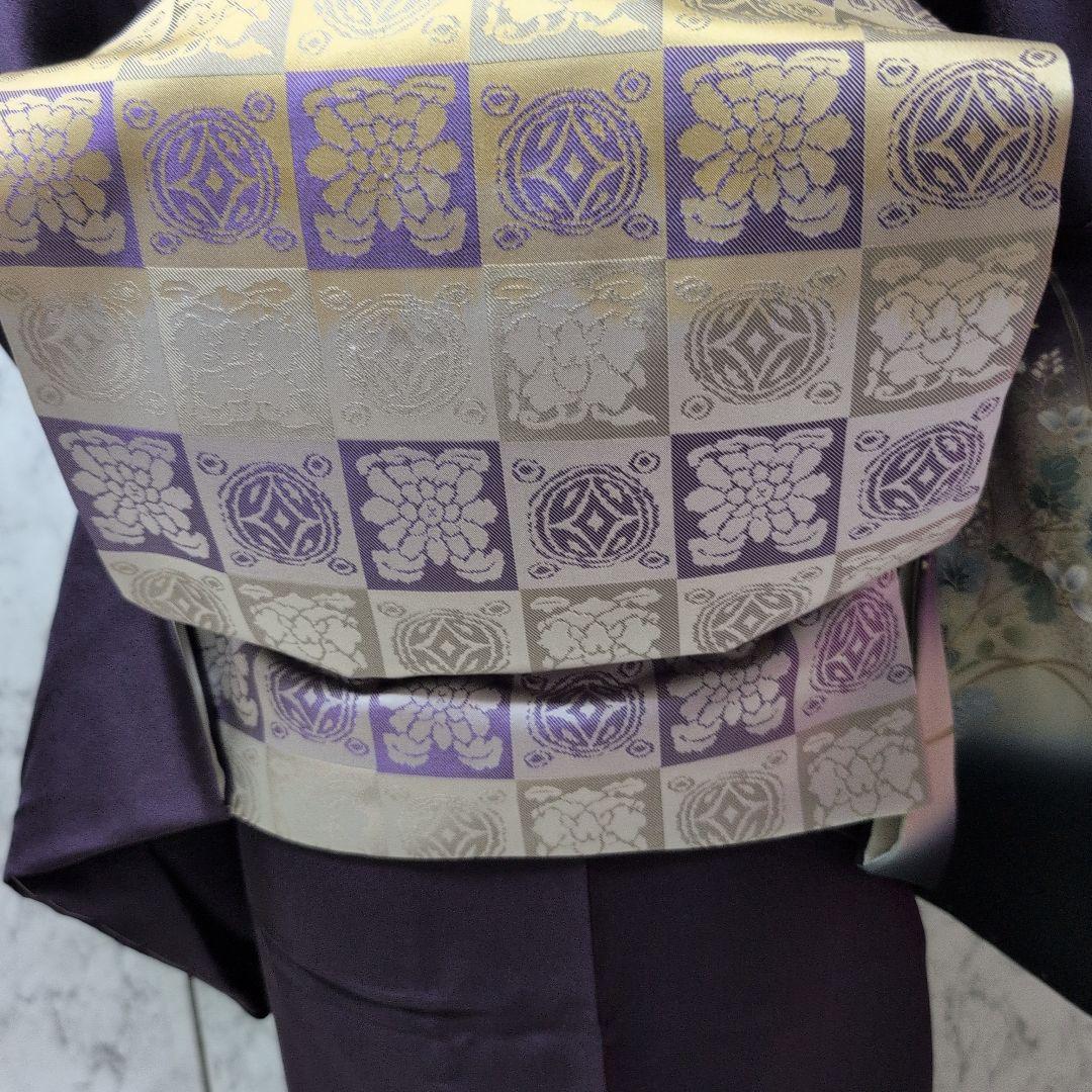 十三夜様高級正絹　紫地　金彩手刺繍　全体しつけ糸有り