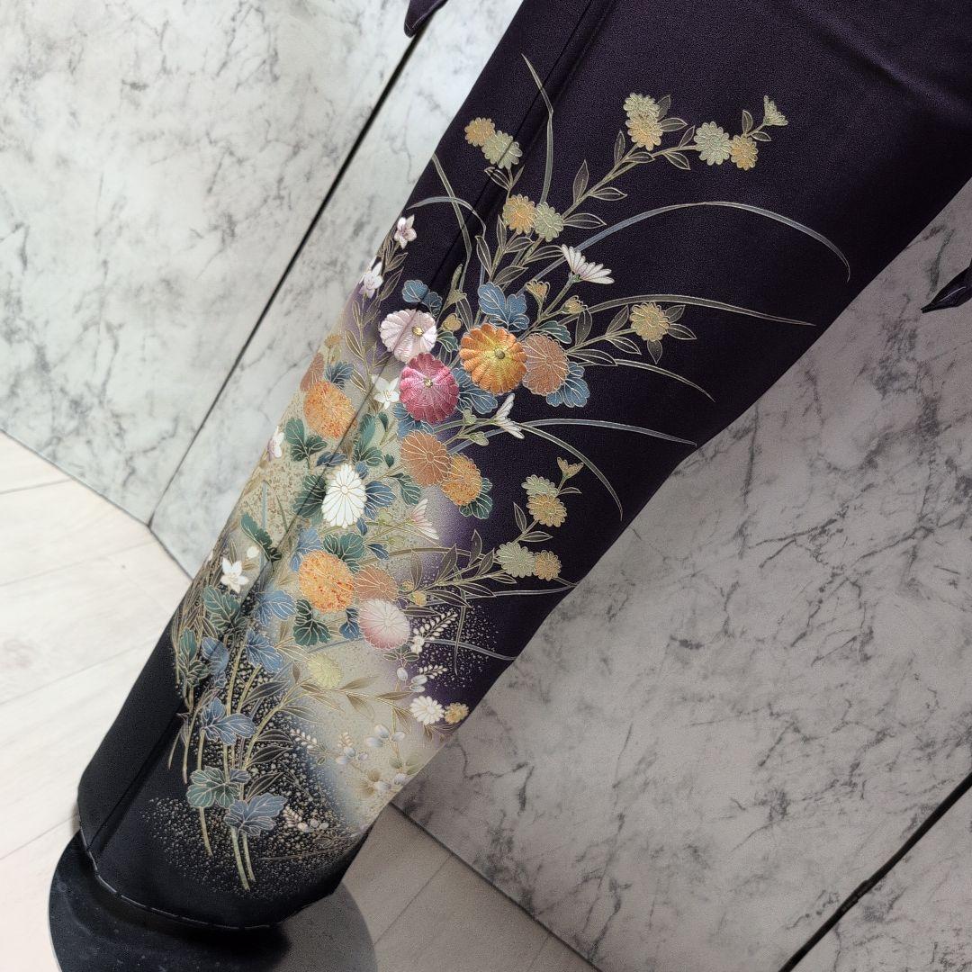 十三夜様高級正絹　紫地　金彩手刺繍　全体しつけ糸有り