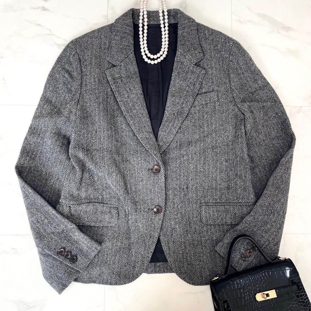 美品 マーガレットハウエル ウール ヘリンボーン 2B テーラードジャケット 2