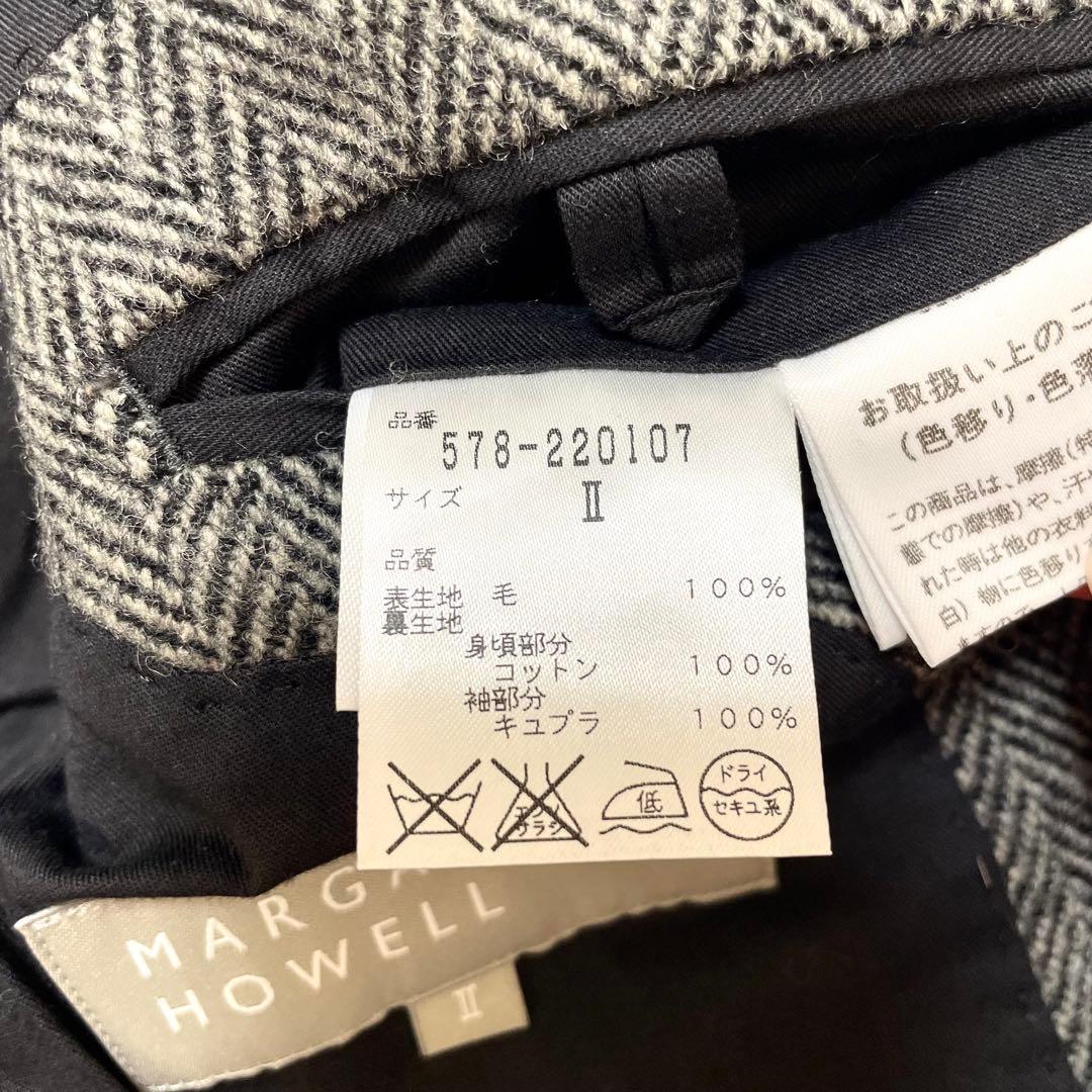 美品 マーガレットハウエル ウール ヘリンボーン 2B テーラードジャケット 2