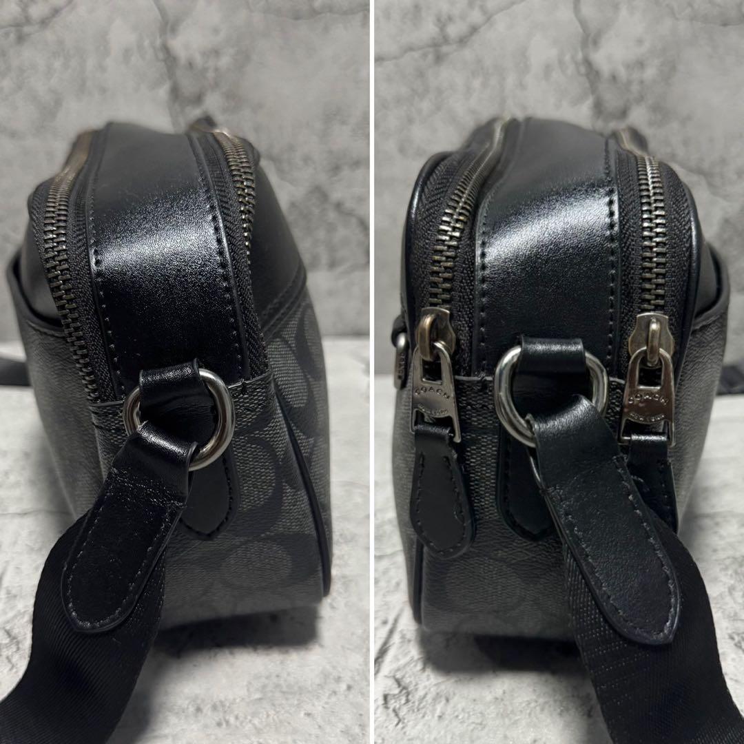 未使用級✨️コーチ カメラバッグ ショルダー 二層 PVCレザー シグネチャー 黒