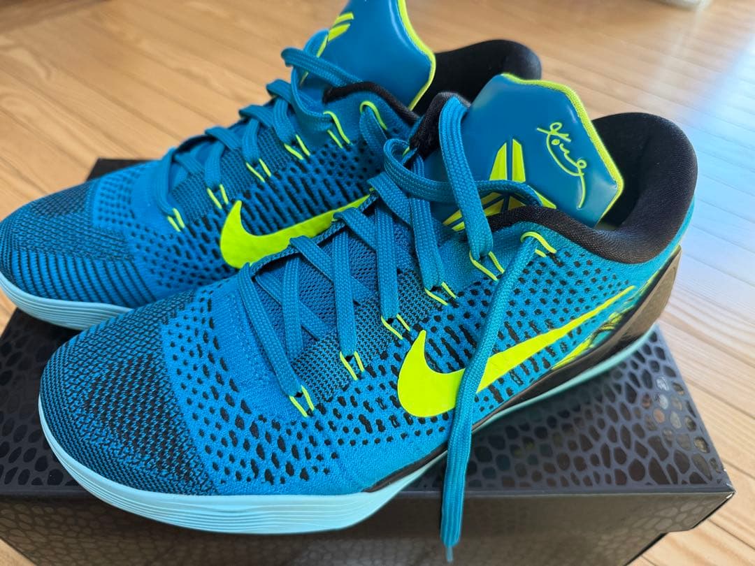 現*猫様 Nike Kobe9 バスケットボールシューズ 青/黄緑