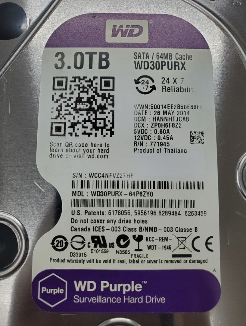 WD Purple 3.0TB 内蔵型　HDD