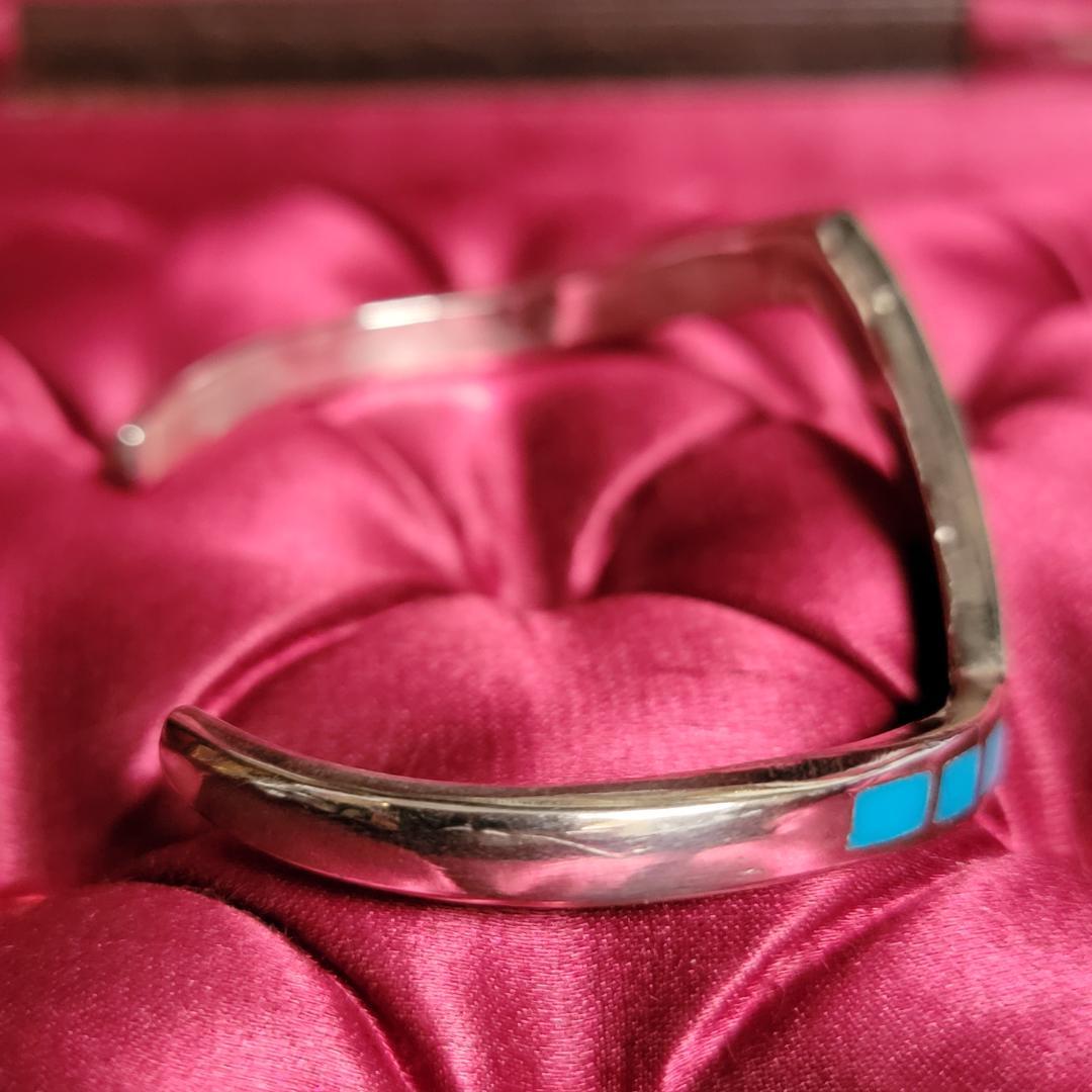 ビンテージ ターコイズインレイのシルバーバングル シルバー925