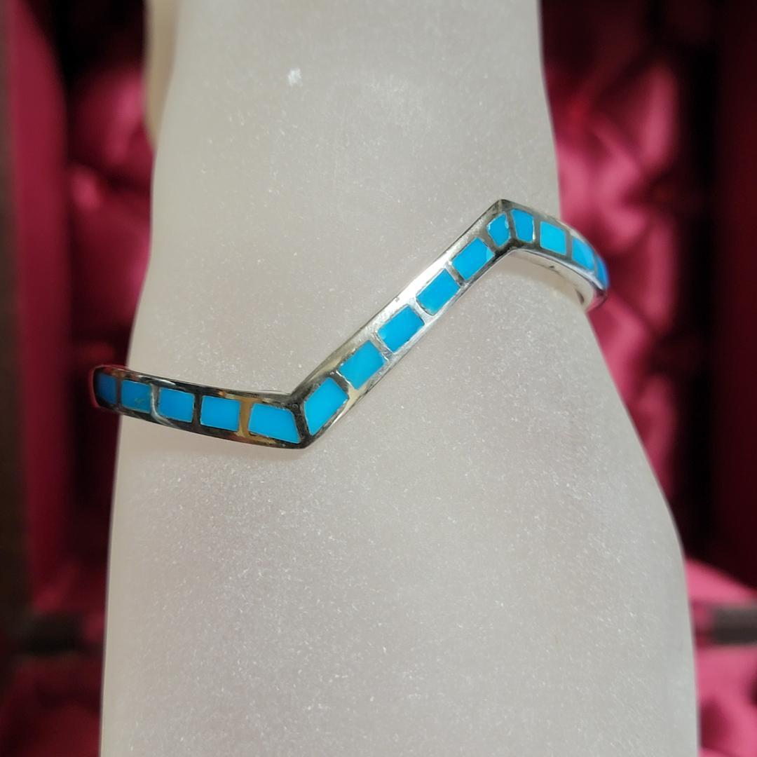 ビンテージ ターコイズインレイのシルバーバングル シルバー925
