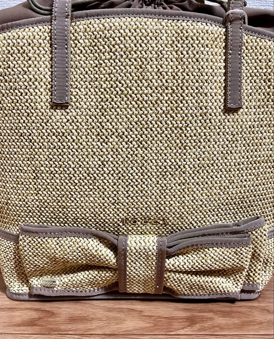 トッカ　TOCCA ＴＩＥＤ　ＲＩＢＢＯＮ　ＢＡＳＫＥＴ　かごバッグ