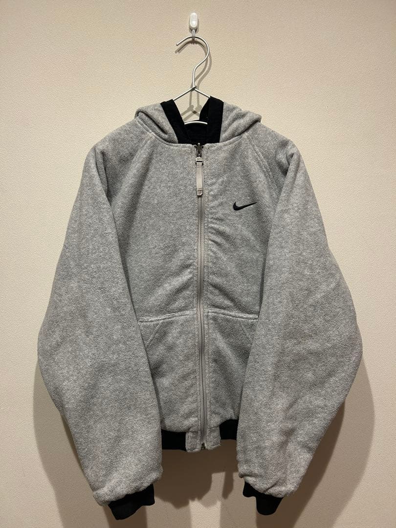00s old nike リバーシブルナイロン&フリースジャケット　フード付き