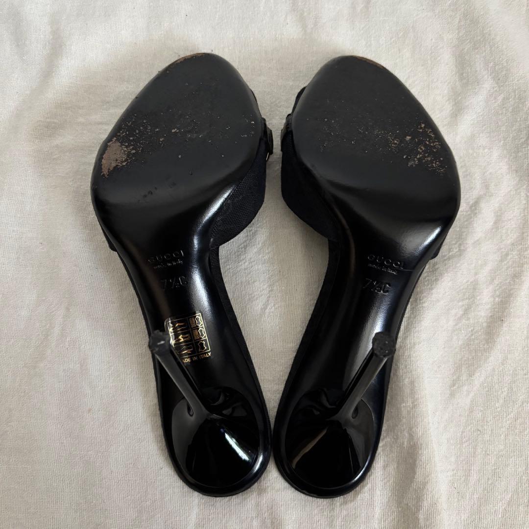 GUCCI ミュール 黒 37.5 24.5相当　グッチ サンダル ホースビット