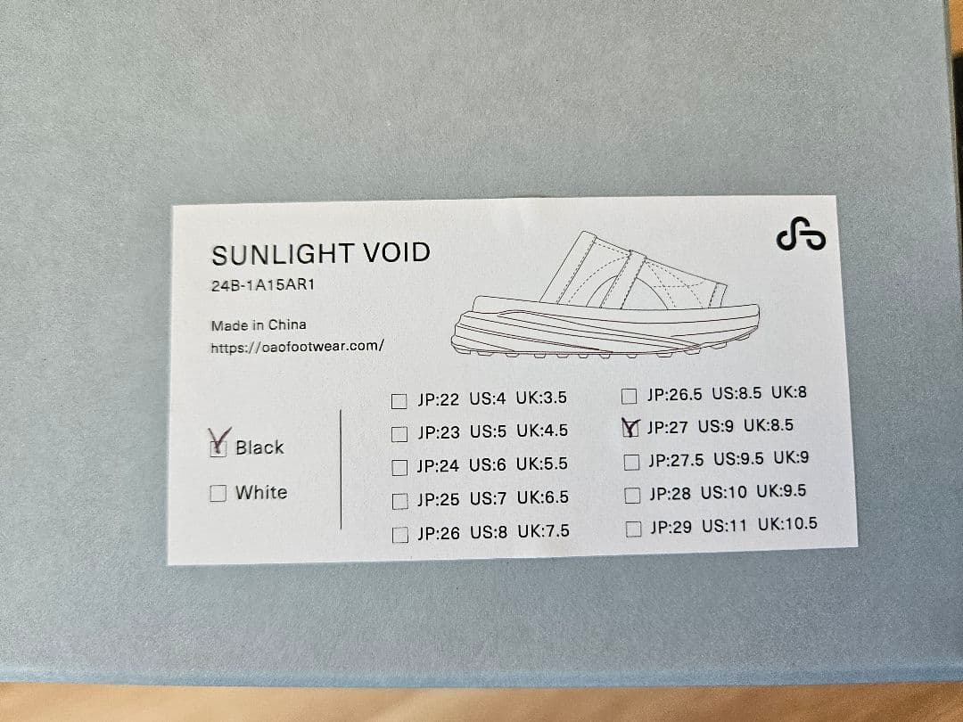 OAO SUNLIGHT VOID BLACK 27㎝