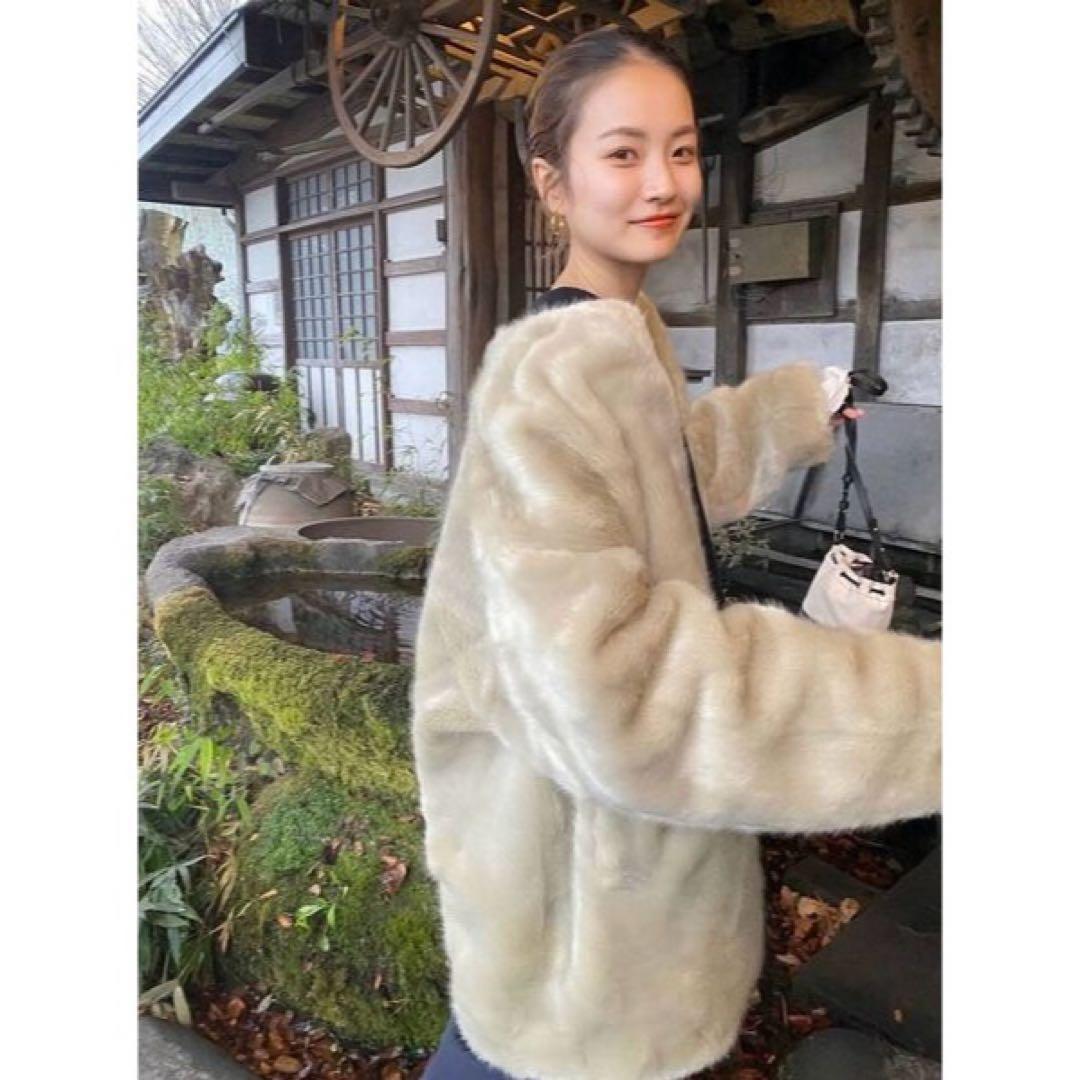 Ungrid / アングリッド / フェイクファーコート ライトグレー