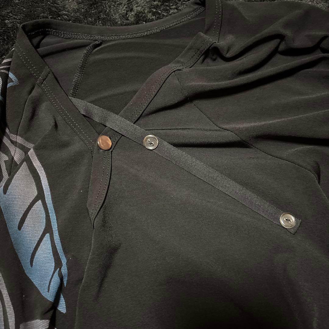 YOKANG フラワープリント ダークブラック チュニック