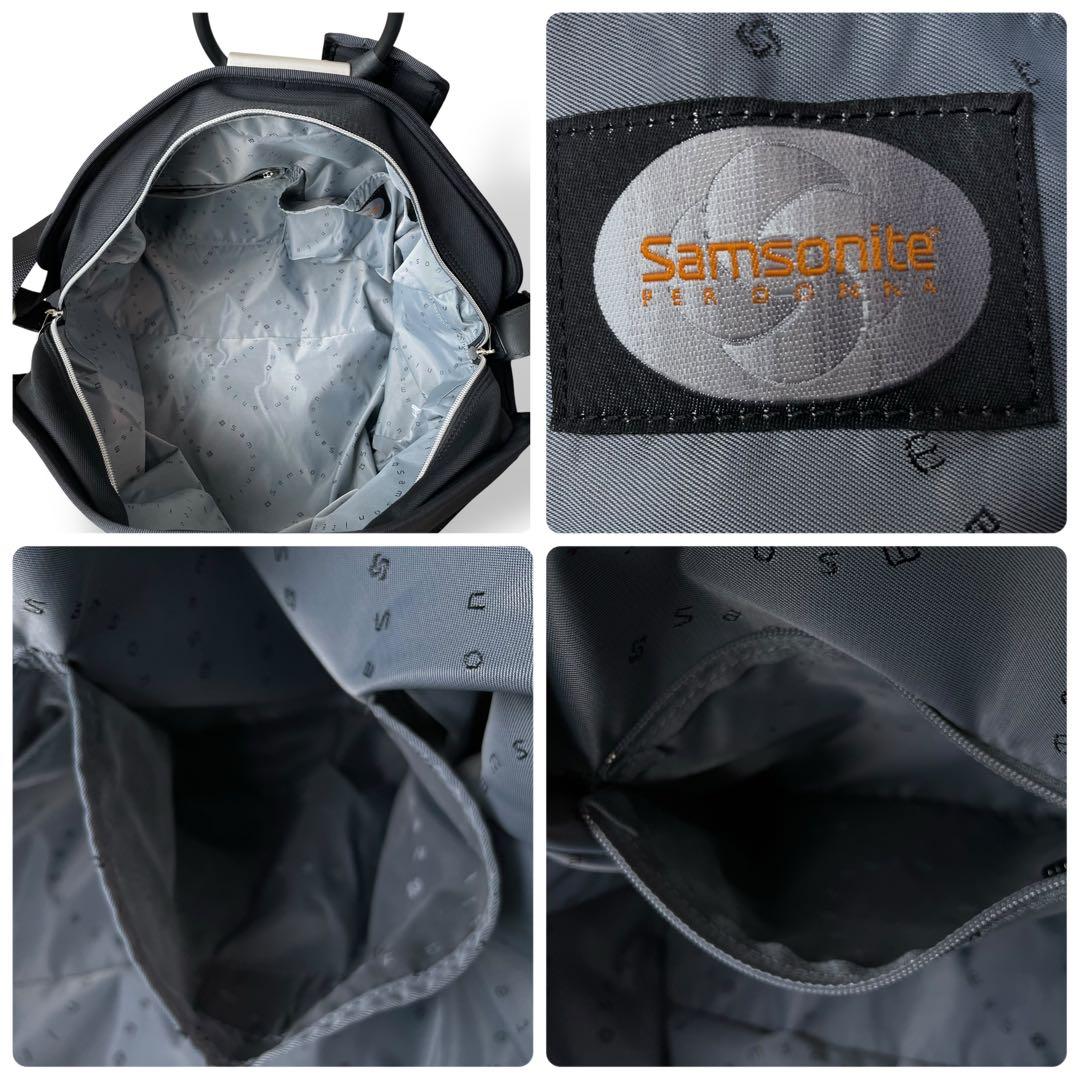 美品 サムソナイト☆2way ロゴ刻印 ボストンバッグ ナイロン ブラック