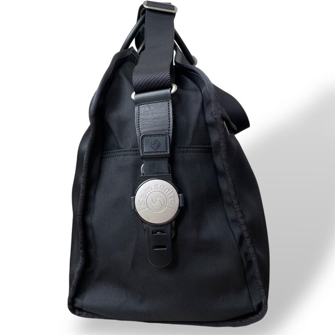 美品 サムソナイト☆2way ロゴ刻印 ボストンバッグ ナイロン ブラック
