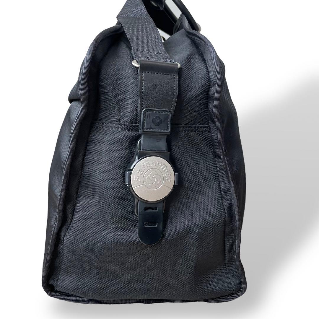 美品 サムソナイト☆2way ロゴ刻印 ボストンバッグ ナイロン ブラック