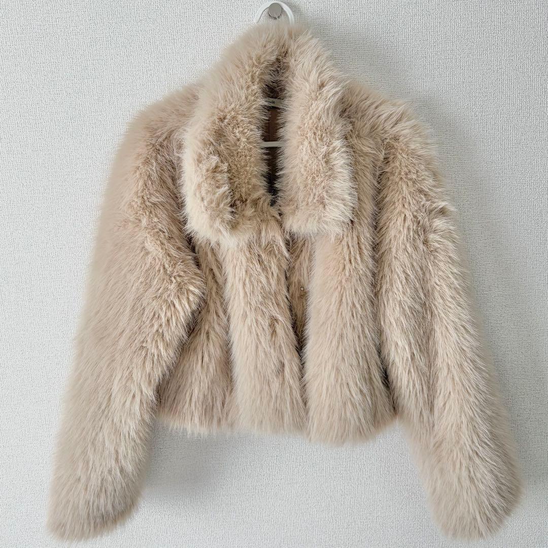 mystic ショートファーコート ベージュ