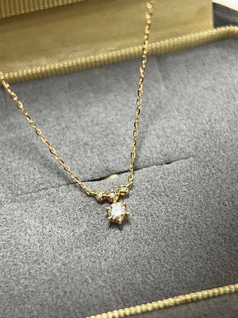 agete ダイヤモンド　K18ネックレス　D0.1ct　18金　ケース付き