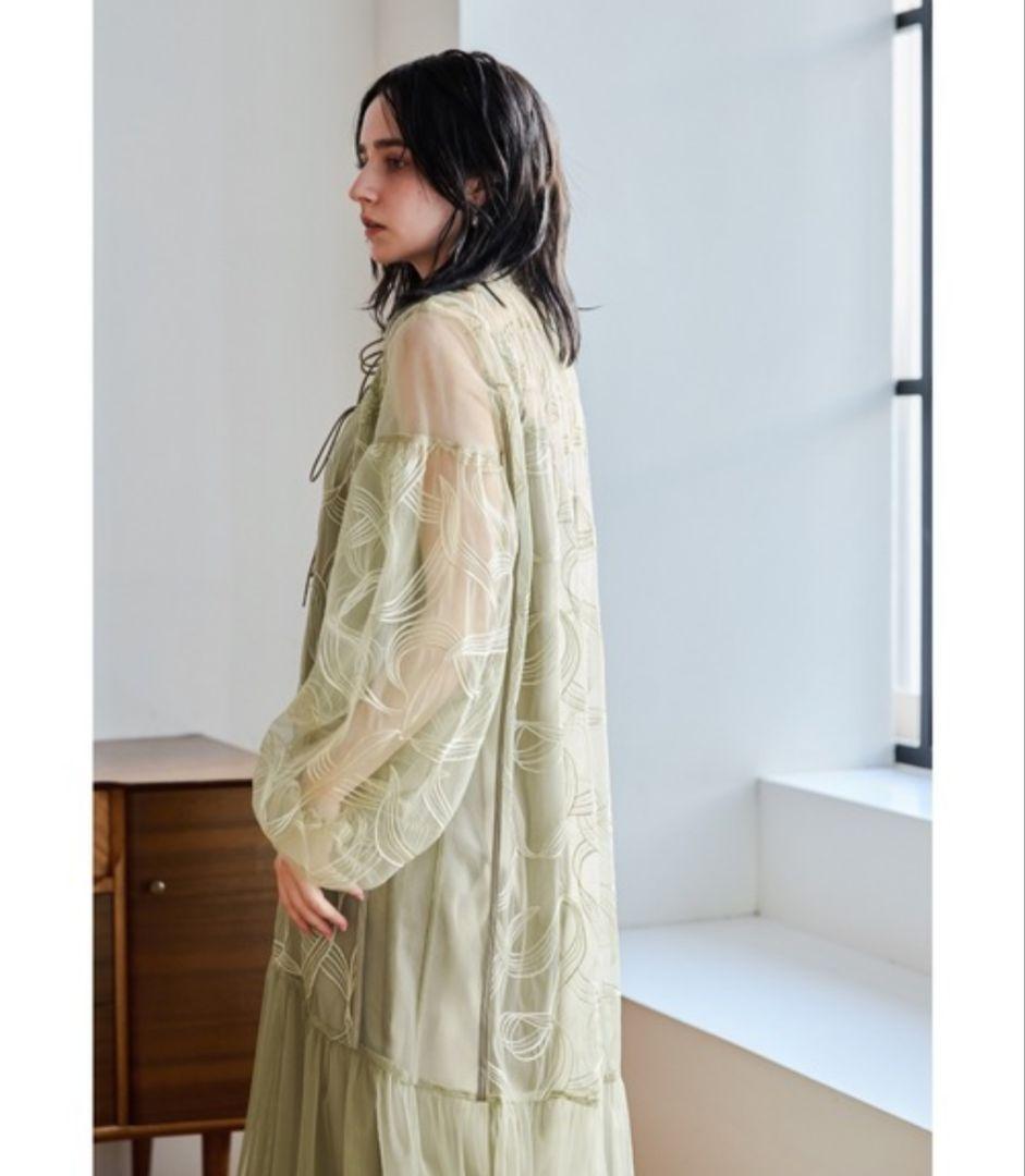 美品✨️nianaリボンエンブロイダリーレイヤードドレス 　チャコール　М