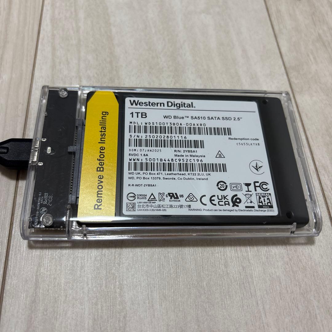 WD Blue SA510 1TB SATA SSD 2.5インチ　ケース付き