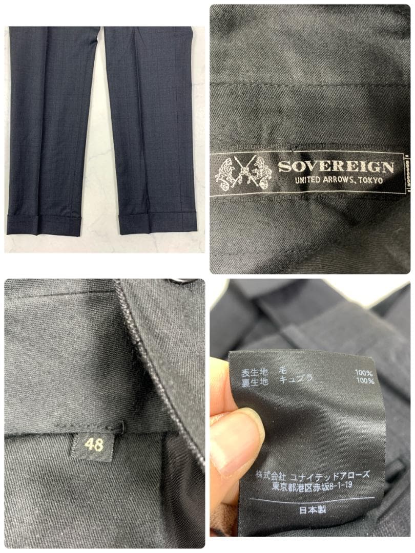 LA9494 ソブリン パンツスーツ グレー ウール100％ 48
