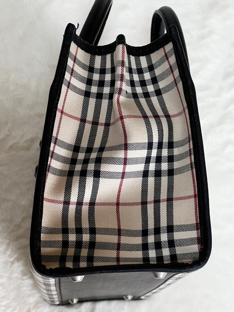 美品　バーバリー　BURBERRY　ハンドバッグ　スクエア　ノバチェック　ベルト