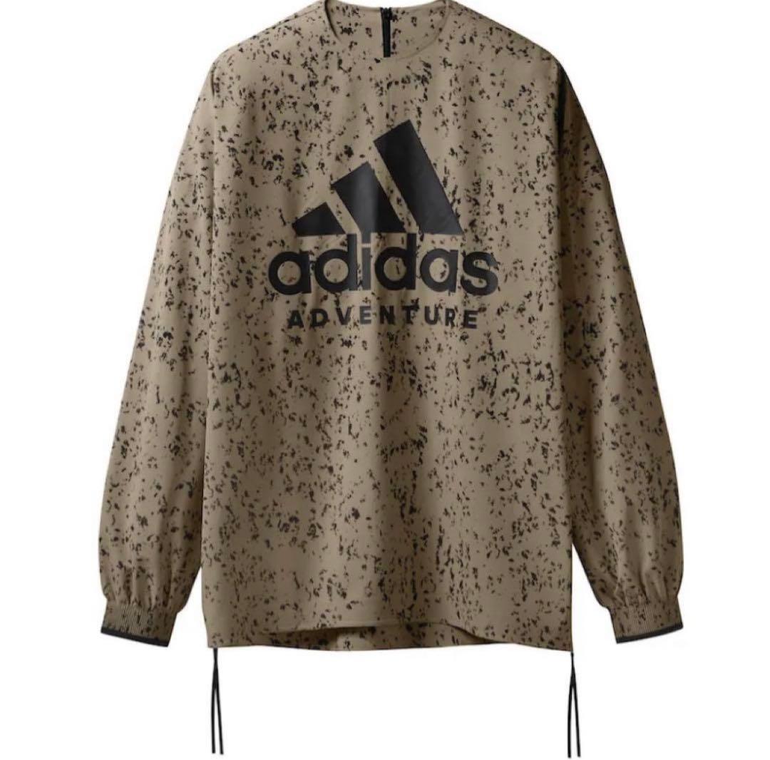 HYKE adidas コラボ ADVENTURE プルオーバー ベージュ　総柄