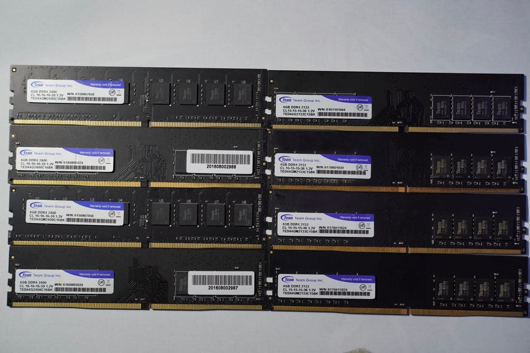 【ジャンク】一部動作確認 TEAM DDR4 4G x8