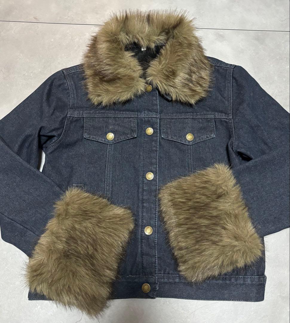 emmy ファータッチデニムジャケット　ファー　デニムジャケット　gジャン