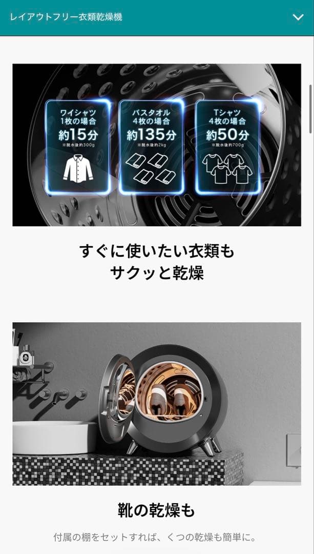 電気式衣類乾燥機 ブラック 2.5kg