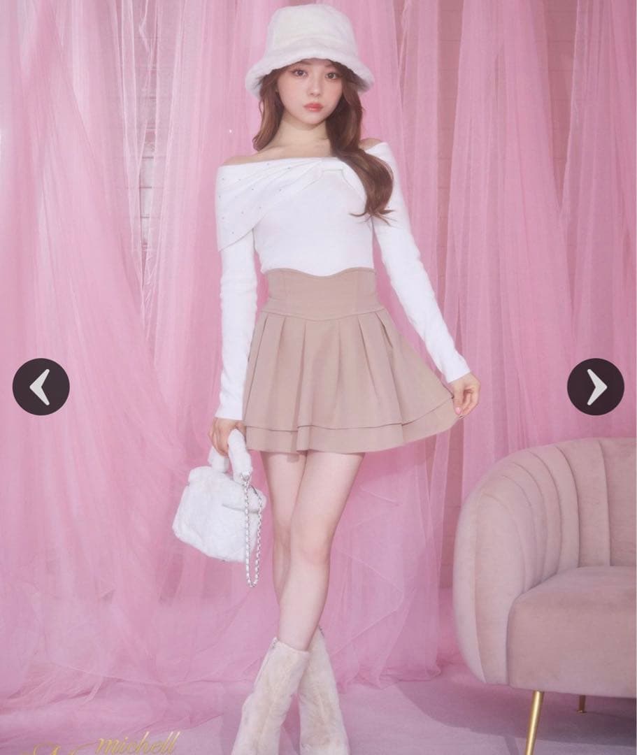 新品未使用　ミシェルマカロン　ミニスカート　くすみピンクMサイズ