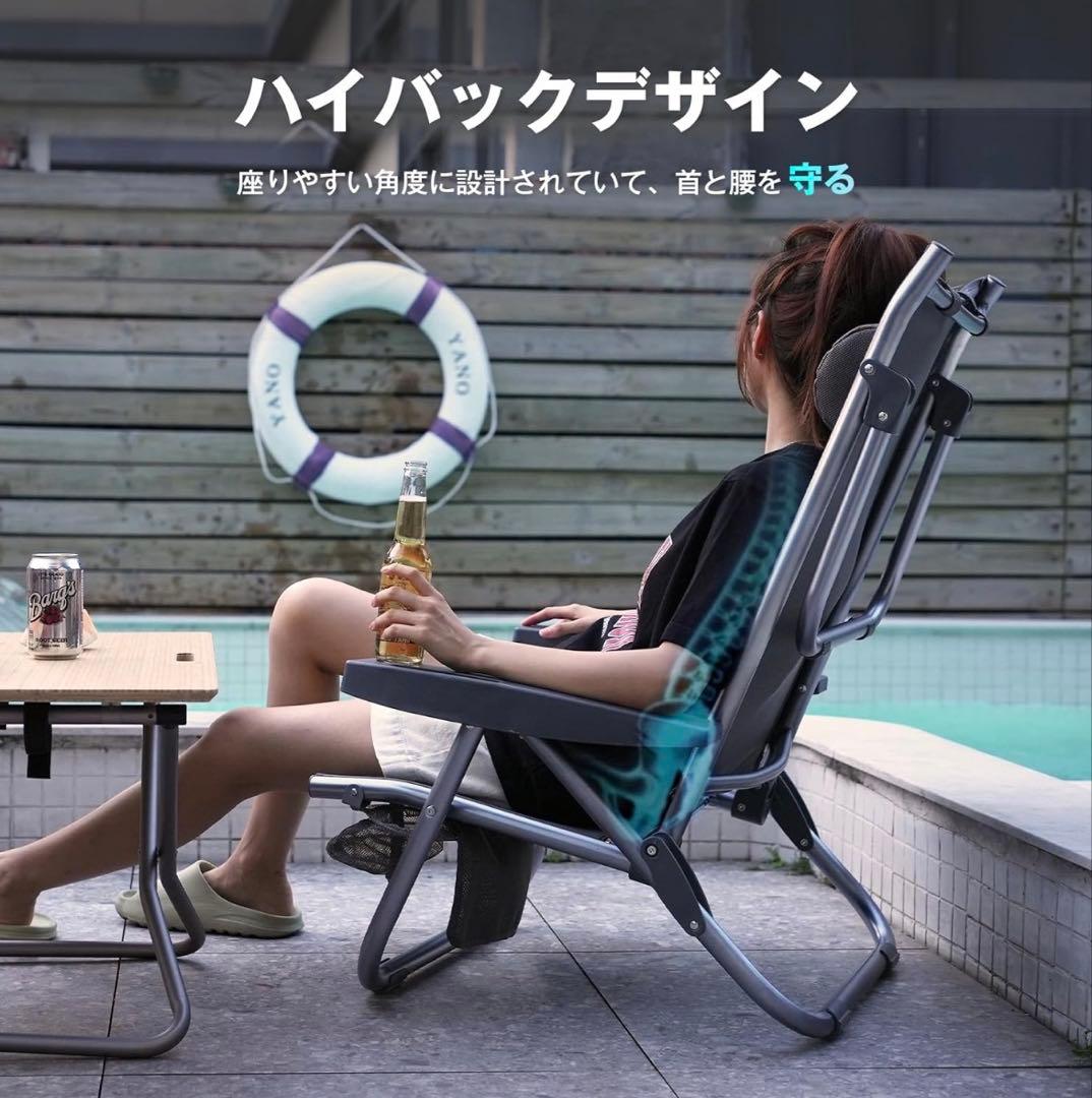 【美品】ICECO 5段階リクライニング式 ローチェア（グレー）