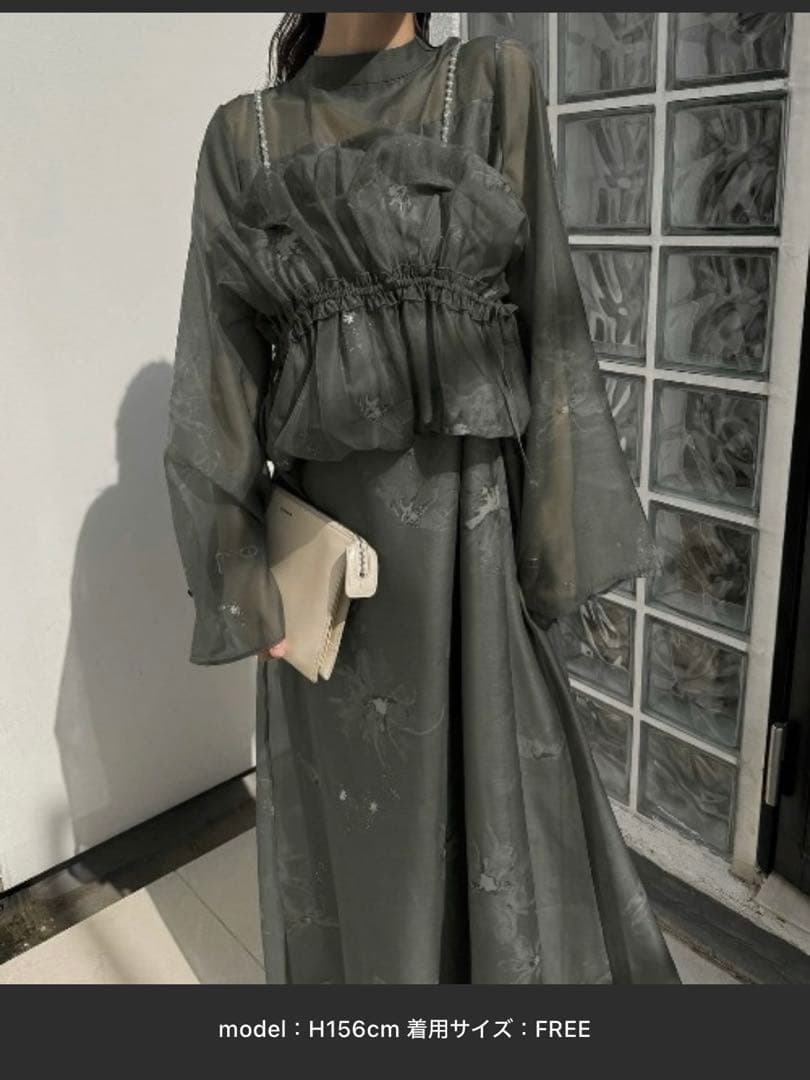 オケージョンドレス、ビスチェ付、モスグリーン【willfully】