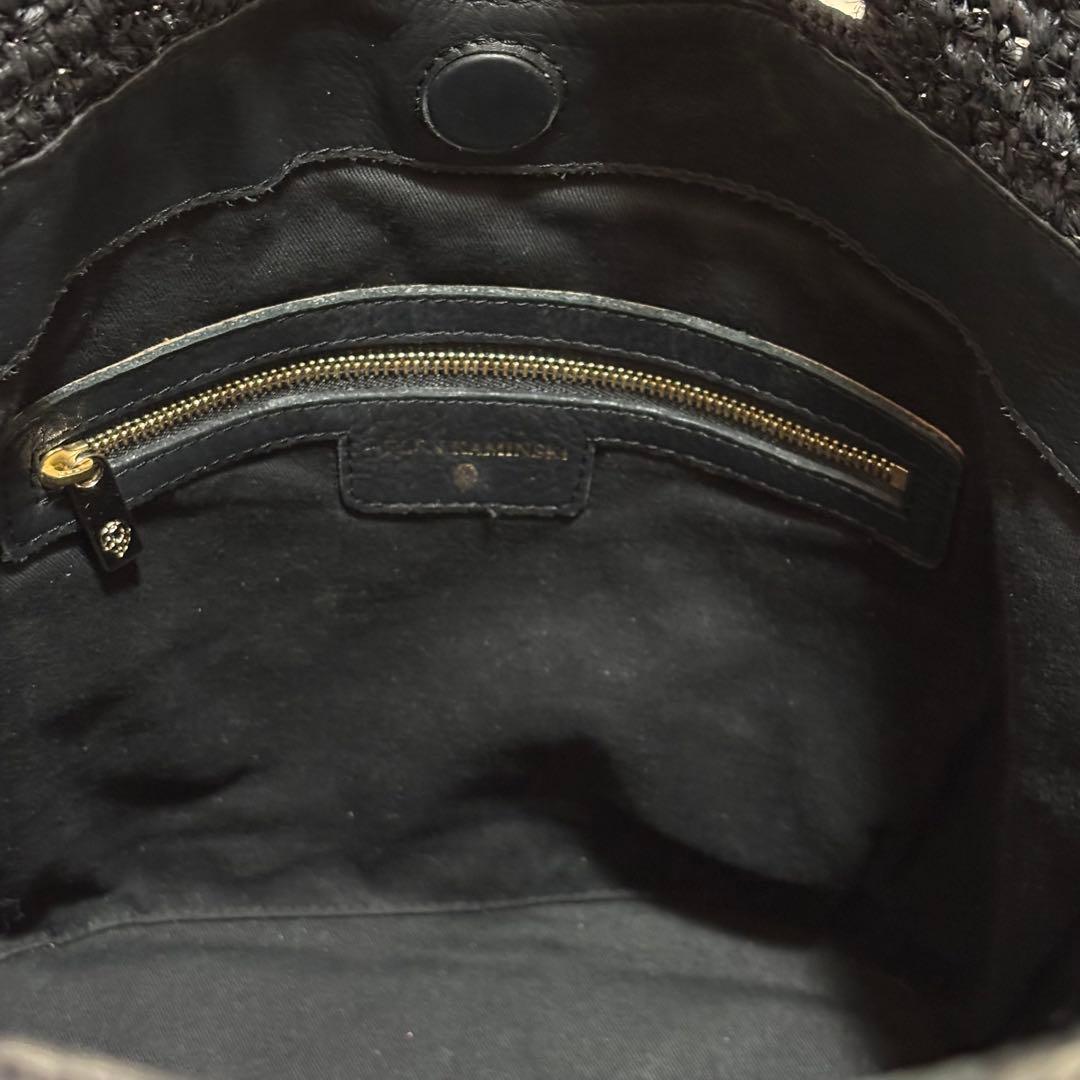 付属袋・ポーチ付 ヘレンカミンスキー カゴバッグ チャーム・フリンジ ラフィア