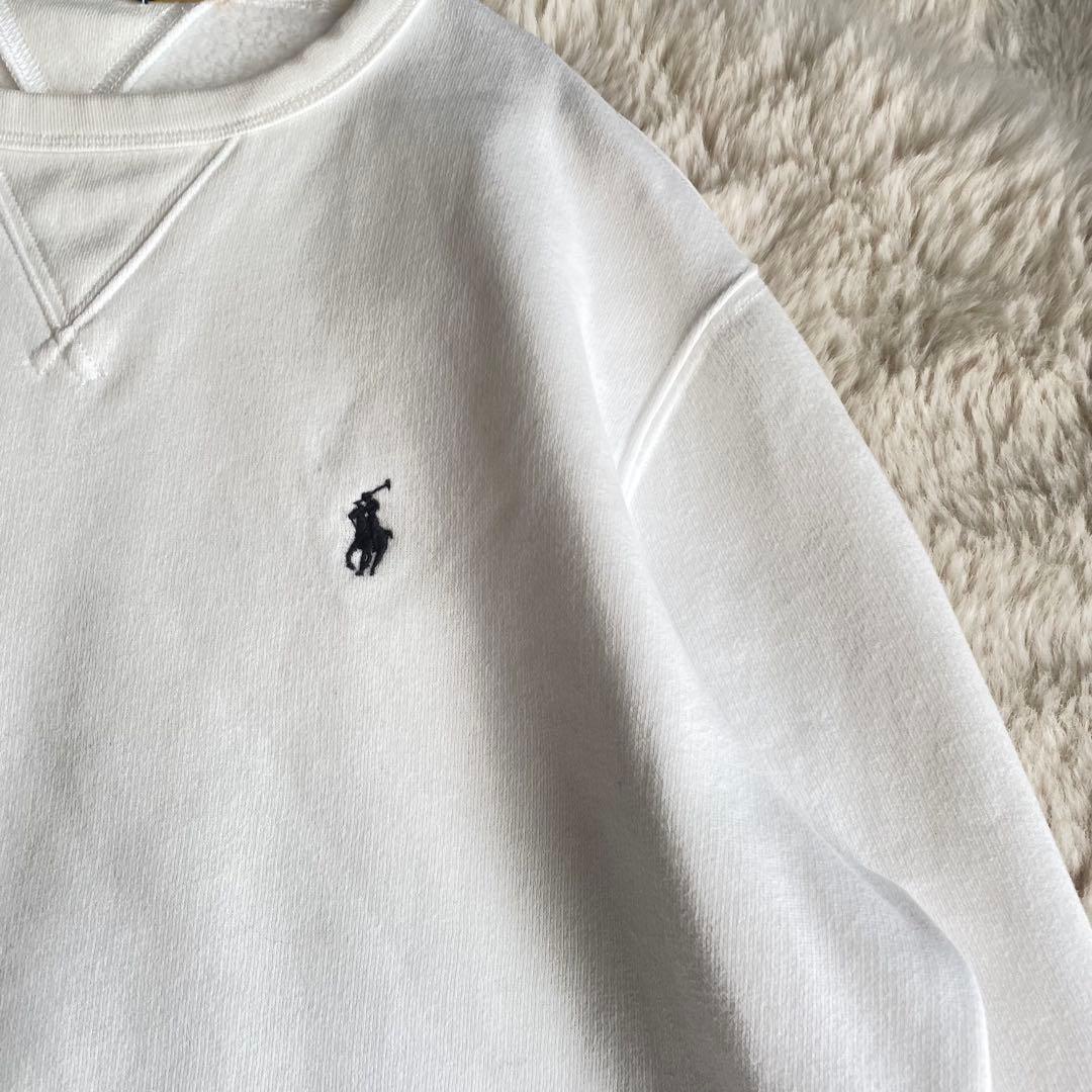 美品　ポロラルフローレン　現行　M ポニー　スウェット　トレーナー　裏起毛　白