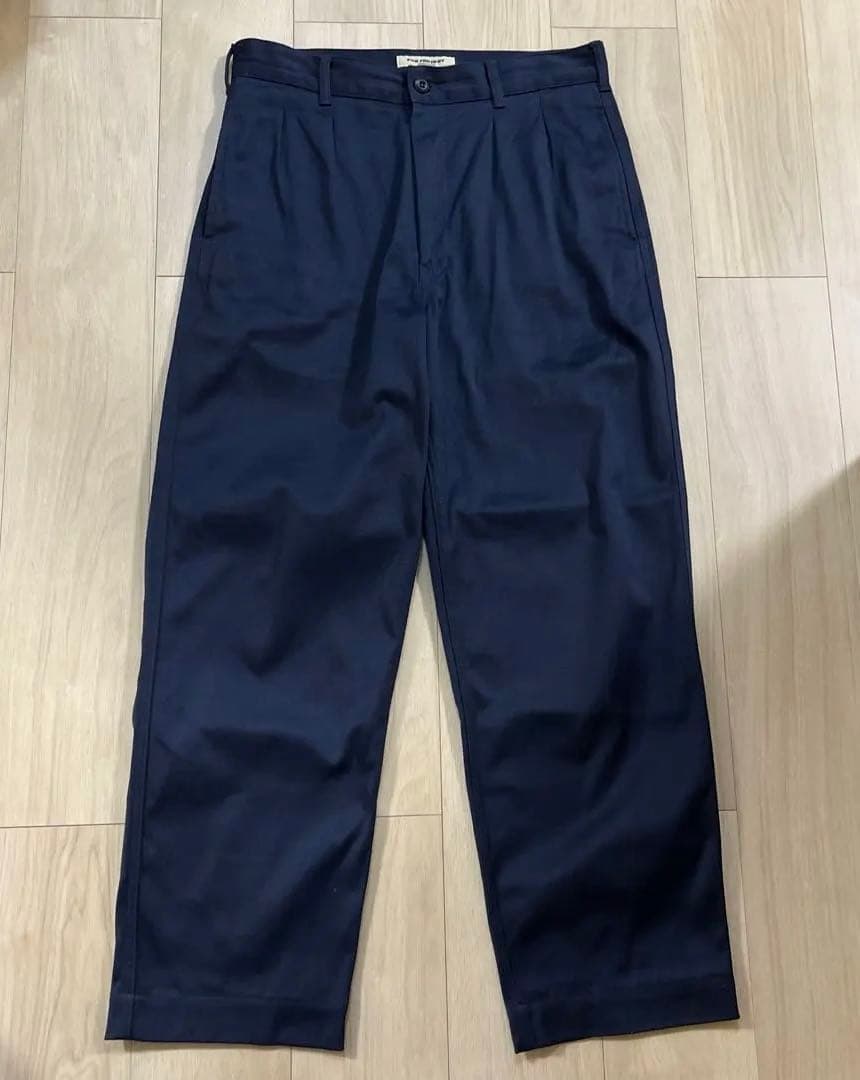 FOBファクトリー クラシックトラウザー ネイビー L 日本製