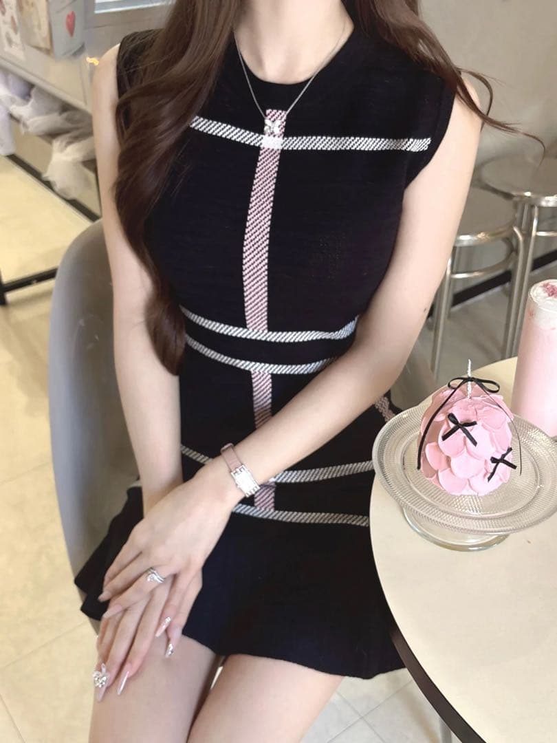 Lumignon ルミニョン love check summer knit op