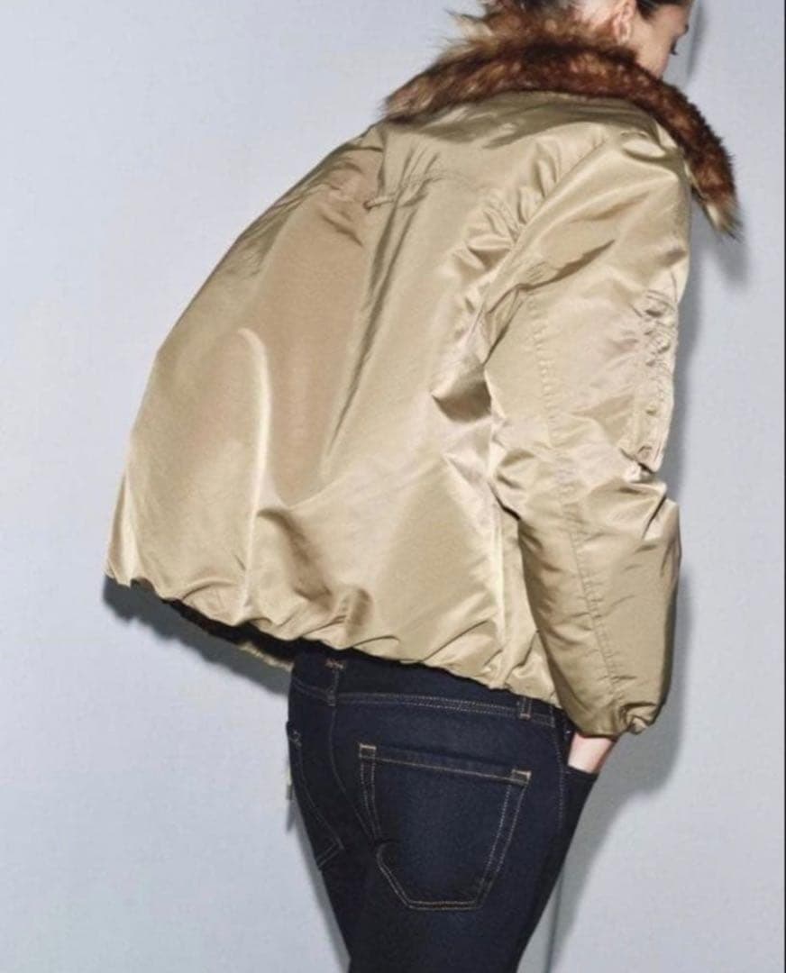 ZARA フェイクファー襟 ボンバージャケット ZW COLLECTION M