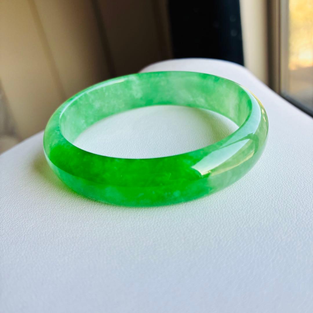 最高色！ 約47g ★ 天然石 翡翠 ヒスイ バングル 未使用品