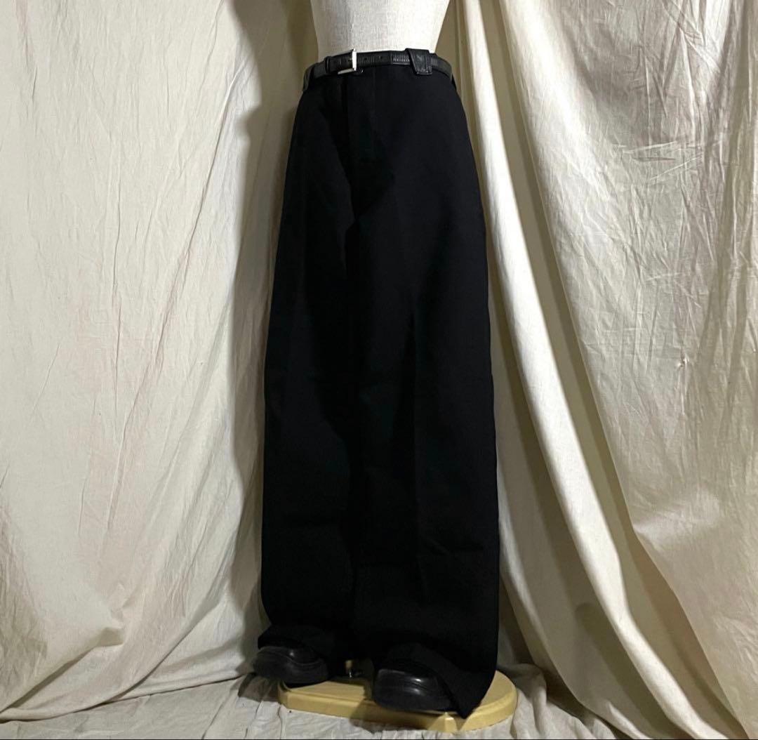 90s Y'S Yohji yamamoto wool レザー Slacks 黒