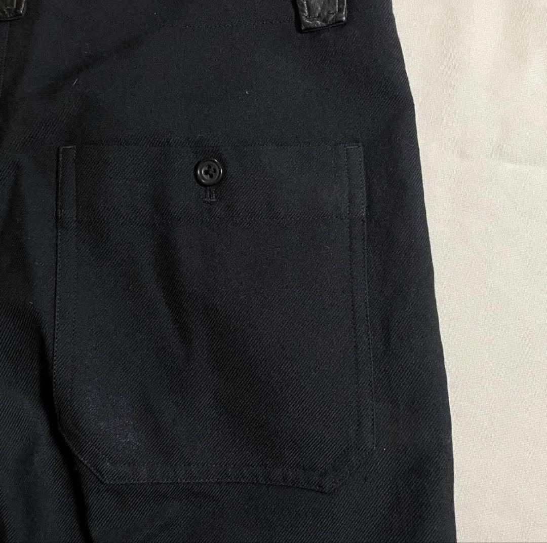 90s Y'S Yohji yamamoto wool レザー Slacks 黒
