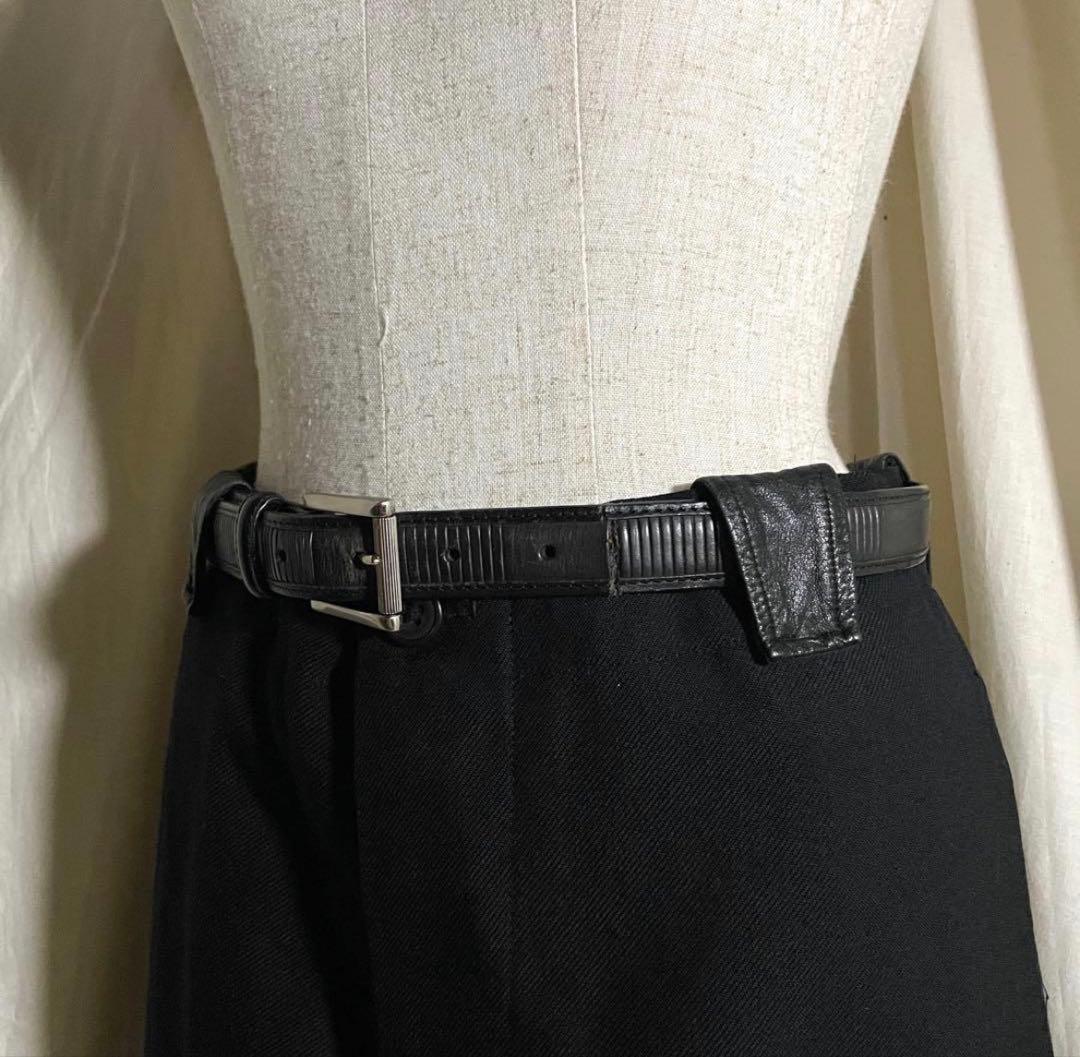 90s Y'S Yohji yamamoto wool レザー Slacks 黒