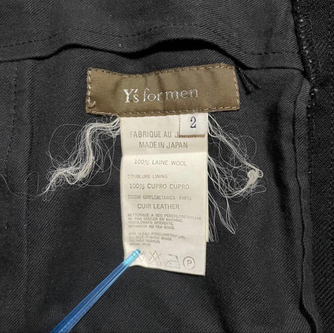 90s Y'S Yohji yamamoto wool レザー Slacks 黒