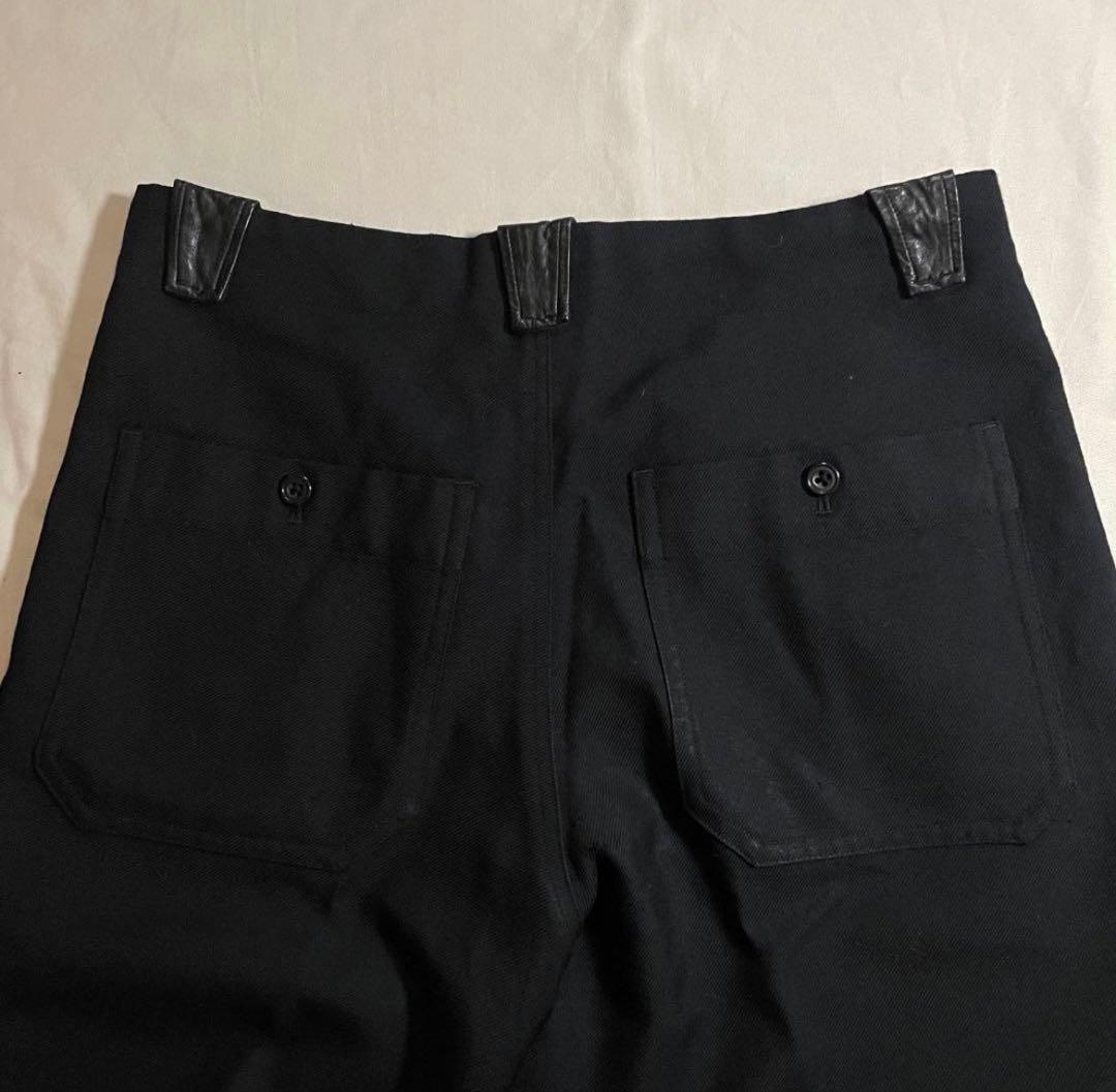 90s Y'S Yohji yamamoto wool レザー Slacks 黒