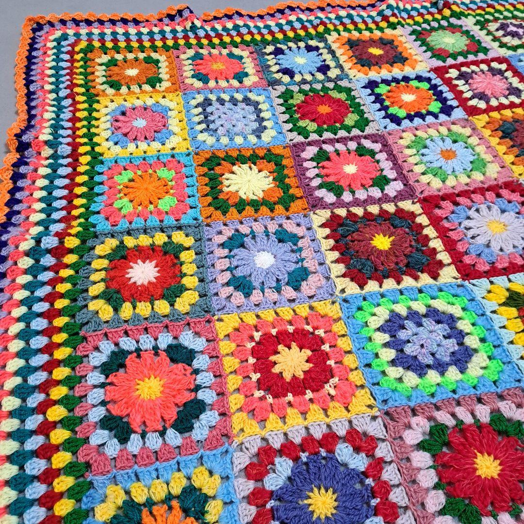 (144)カラフルなグラニースクエアブランケット★匿名発送★