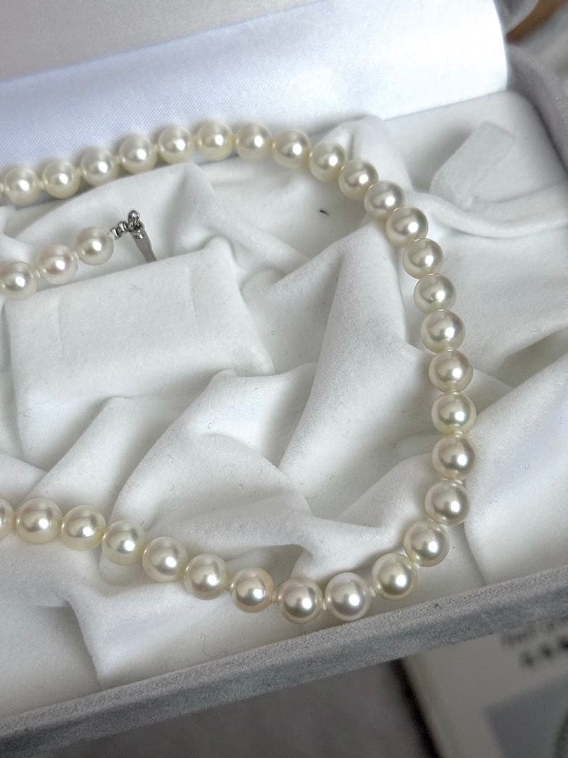 ク*ラ様 厚巻き良質無調色アコヤパールネックレス7-7.5mm鑑別書付